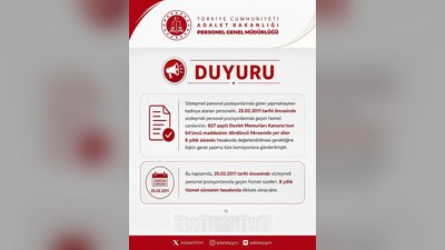 Adalet Bakanlığı'ndan Sözleşmeli Personel İçin Önemli Hizmet Süresi Kararı