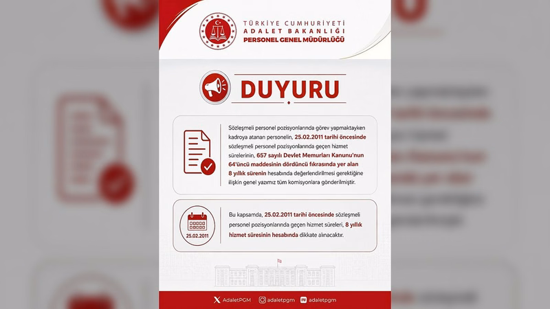 Adalet Bakanlığı'ndan Sözleşmeli Personel İçin Önemli Hizmet Süresi Kararı - Görsel 1