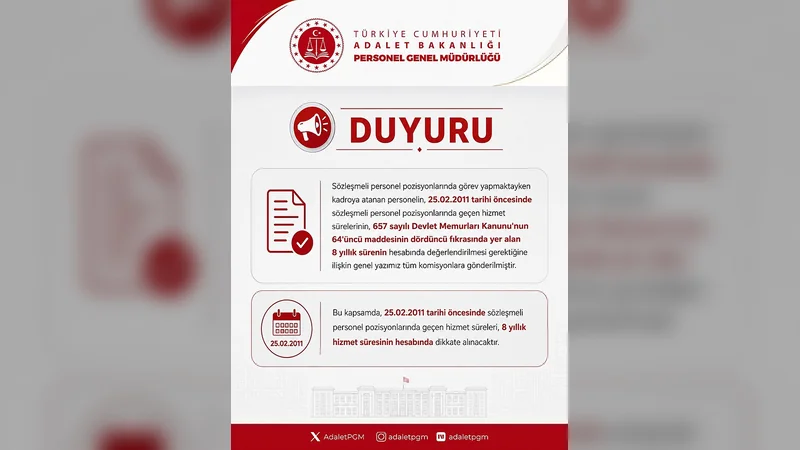 Adalet Bakanlığı'ndan Sözleşmeli Personel İçin Önemli Hizmet Süresi Kararı - Görsel 1