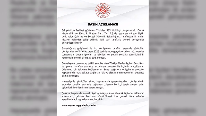 Çalışma ve Sosyal Güvenlik Bakanlığı'ndan Basın Açıklaması - Görsel 1