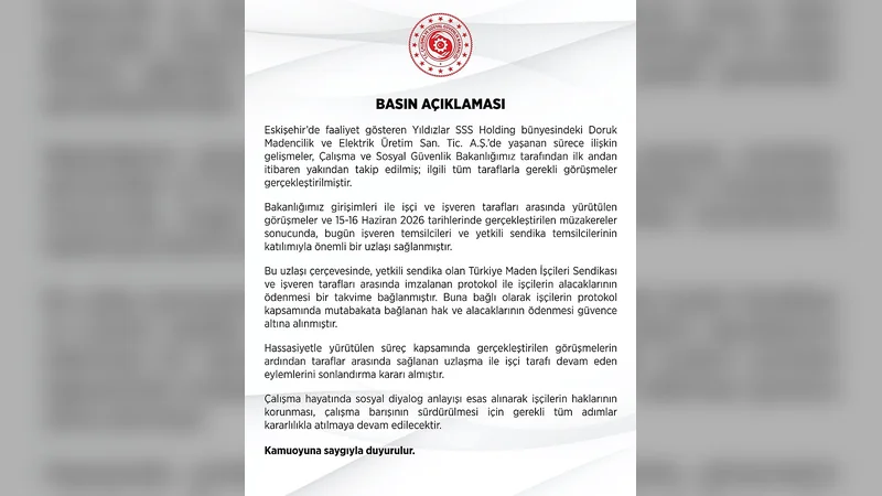 Çalışma ve Sosyal Güvenlik Bakanlığı'ndan Basın Açıklaması - Görsel 1