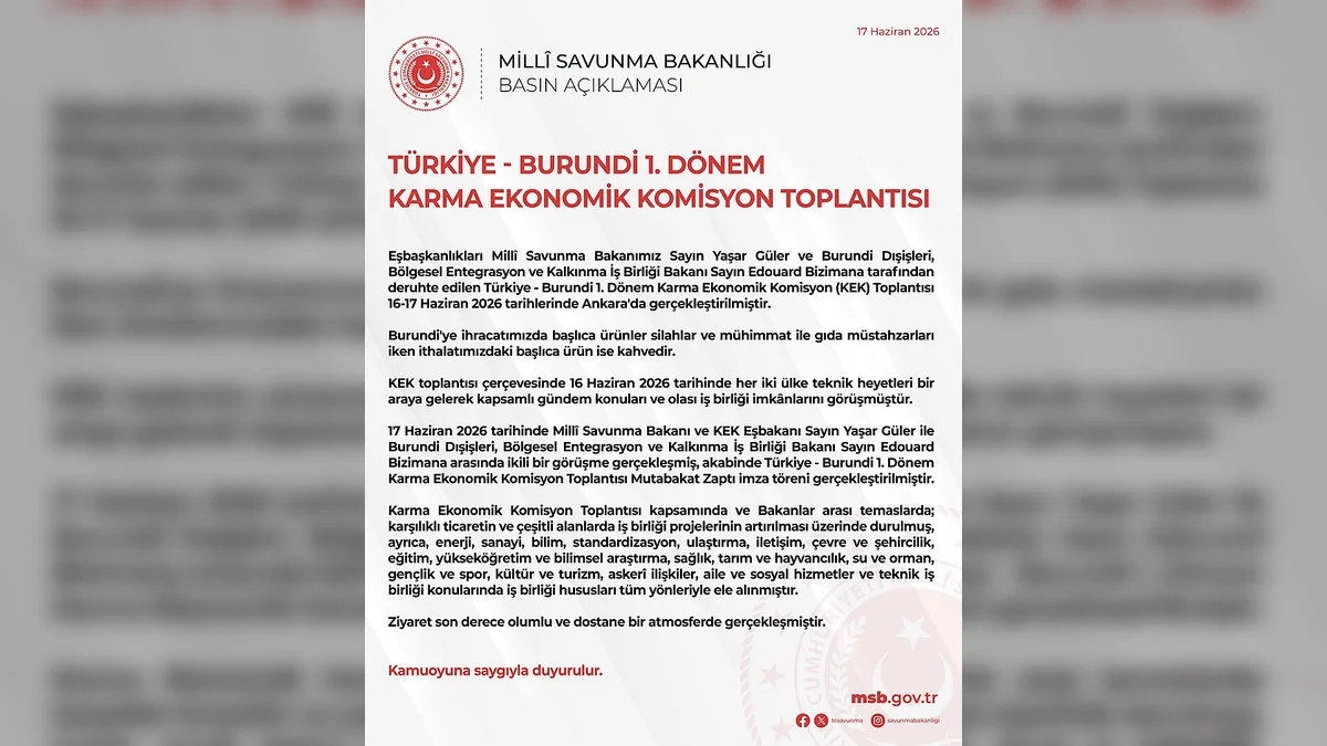 Türkiye ve Burundi Arasında 1. Dönem KEK Toplantısı Yapıldı