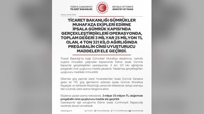 İpsala Gümrük Kapısı'nda Dev Operasyon: 3 Milyar TL'lik Uyuşturucu Ele Geçirildi